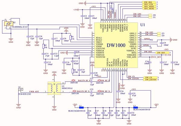 Decawave DW1000 收发器示意图（点击放大）